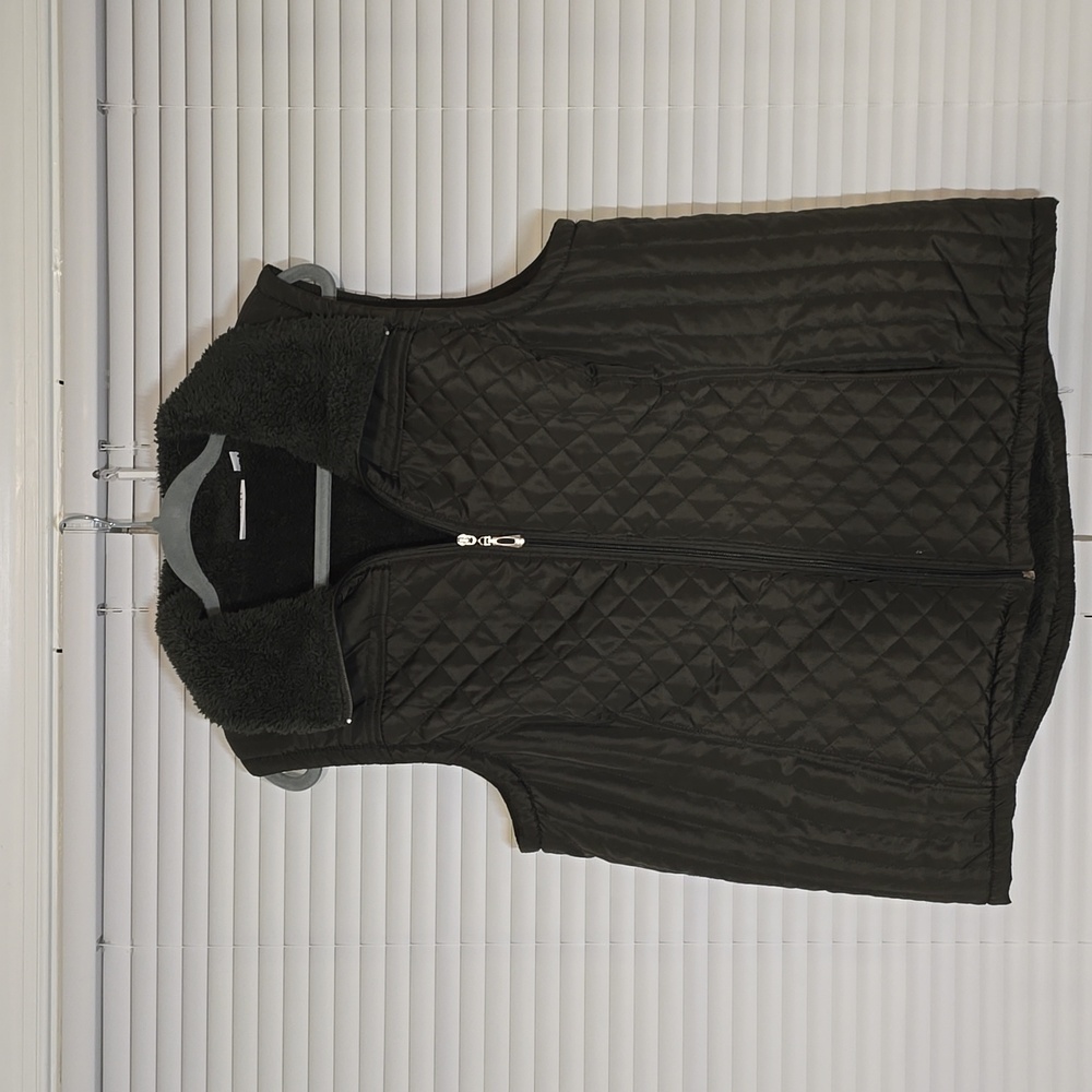 Cozy Olive Quilted & Sherpa Vest by Denim & Co – Size Large, NWT